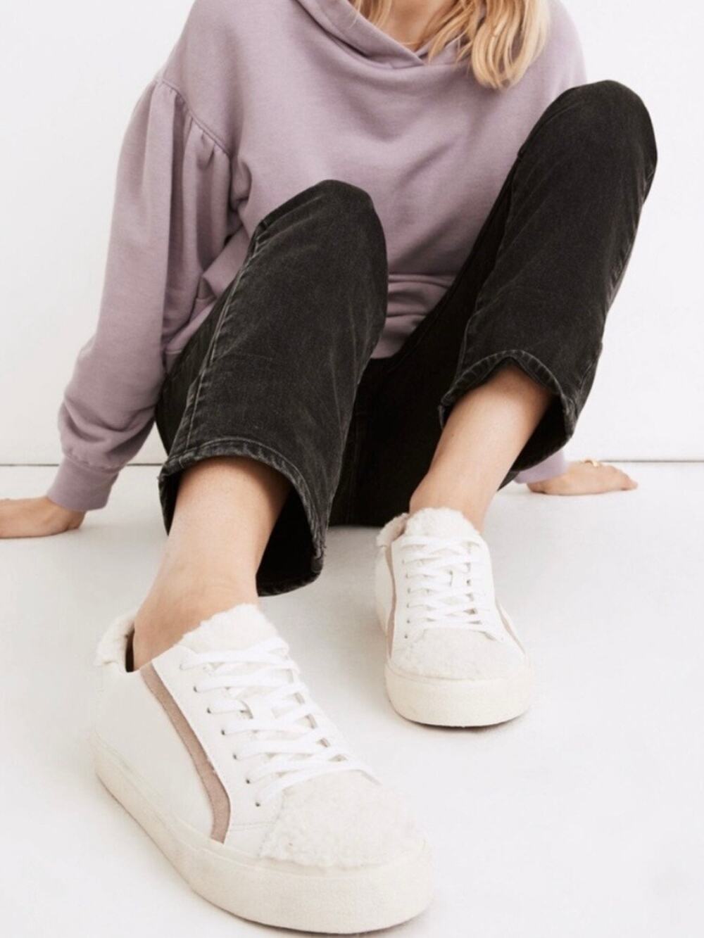 Madewell MWL Sidewalk Sneaker Sherpa Wool Toe Cap Low Top Women's 8 Unisex
